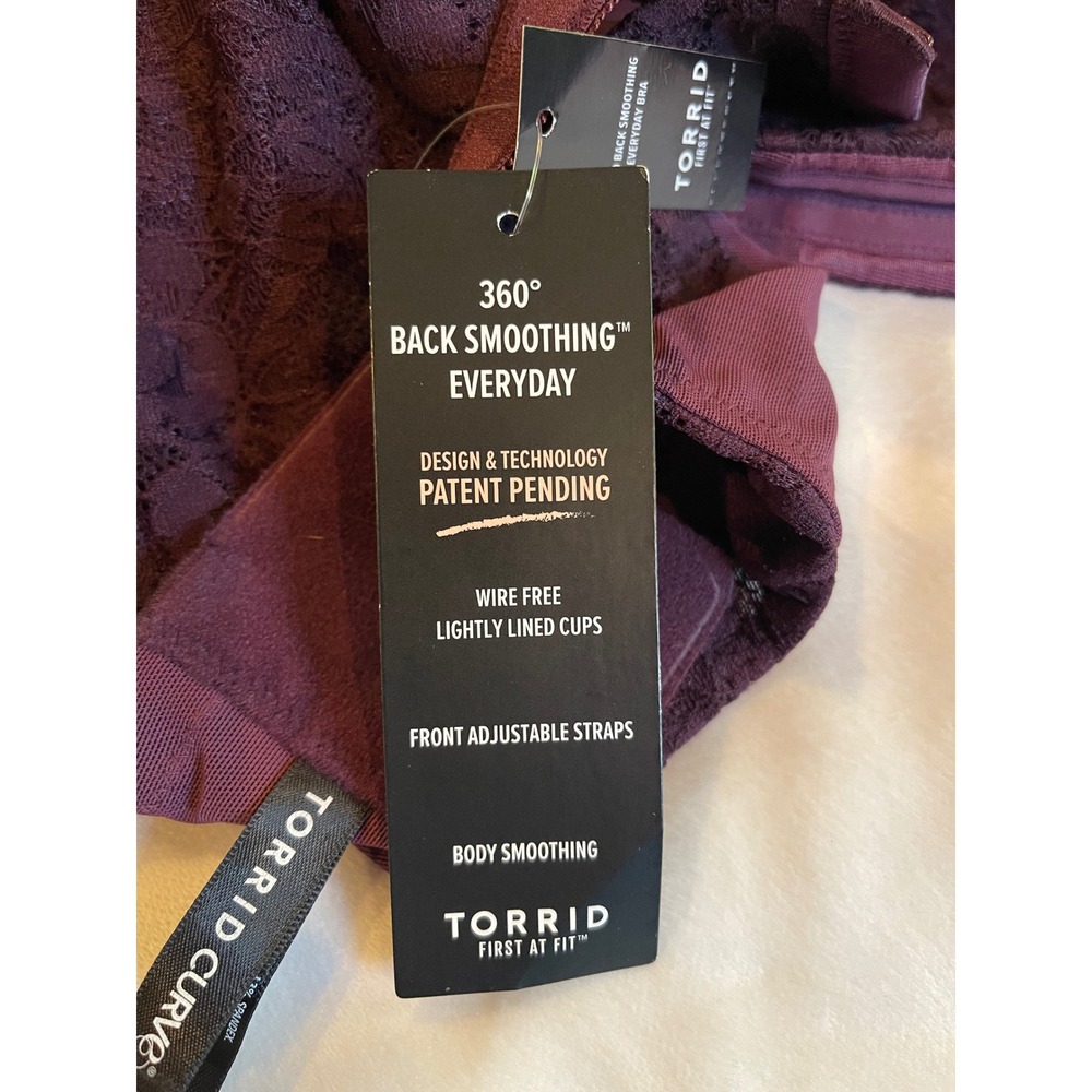 Torrid Curve 360 Back Smoothing Everyday Wire Free Lace Bra Purple 46DD NWT - Picture 6 of 6